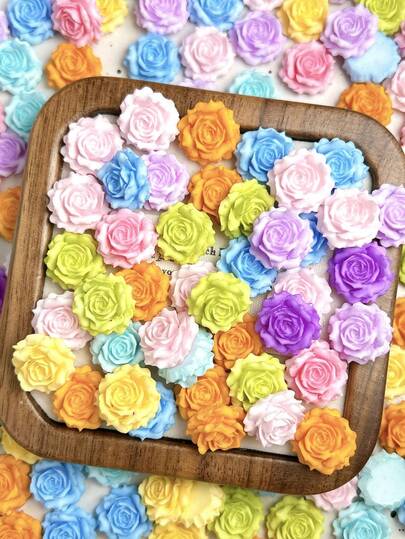 20Pcs Random Mixed ABS Blossoming Roses Soft Flower Nail Charms 16MM Camellia Suitable For Valentine's Day Nail Art Crafting Clothing Fabric Decor Nail Art Accessories DIY
