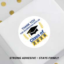 1/3/5/10 Pcs Class Of 2026 Graduation Thank You Stickers With Cap, Round 1.6" Graduation Party Favor Stickers, Graduation Invitation Envelope Seals, 2026 Thank You Graduation Labels (Standard) - A - View 3