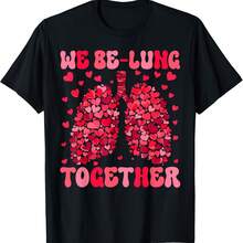 Camiseta de enfermera de San Valentín con terapeuta respiratoria "We Be-Lung Together" - Negro - Ver 1