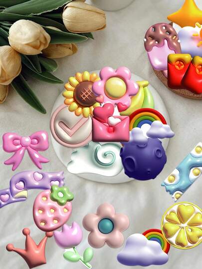 50pcs Adorable Inflatable Pattern Stickers PVC Material Eye-Catching Creative Designs Perfect For Scrapbooks, Notebooks, Tablets, Parties, Suitcases, Desks, Gifts, Planners, And Decorations - Fun Stickers