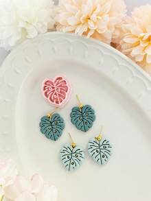 Heart-Shaped Monstera Polymer Clay Cutter Set, DIY Tools For Handmade Tropical Earrings & Jewelry Charms - Lm456 - View 2