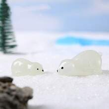 10pcs Luminous Polar Bear Doll Pendant Moss Micro Landscape Ornament Creative Ornament Resin Crafts - Multicolor - View 6