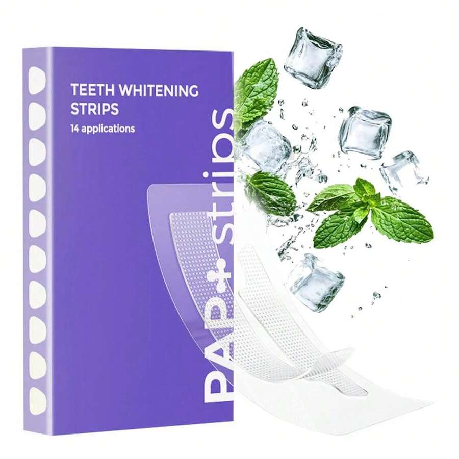 PAP+ Dry Teeth Whitening Strips No Gel Residue Sensitivity-Free Formula Enamel  Mint Fresh Whitener For Coffee Tea Stains Removal 14 Treatments - 打條 - 查看 1