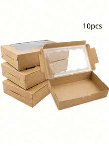 Hộp quà bằng giấy Kraft có cửa sổ trong suốt (10/20 chiếc) - Hộp đựng quà tặng đa năng, thích hợp cho đám cưới, tiệc độc thân, sinh nhật, Giáng sinh, Halloween, Lễ Tạ ơn - Kích thước: 7" x 4.3" x 1.5" - Nhiều màu - Xem 3