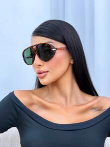 Sexy    OCULOS AVIADOR MARRON TARTARUGA LUXO   blogueira  DA MODA UV400 - Marrom - Visão 4