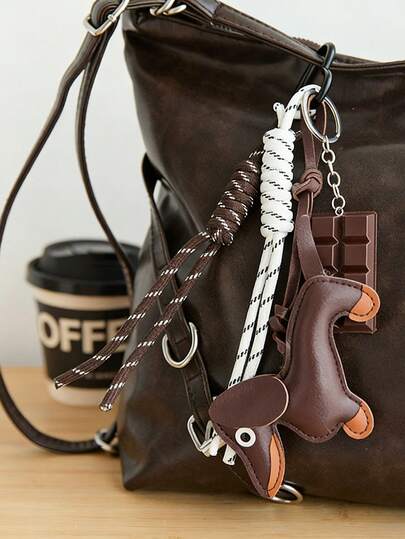 手工编织绳腊肠犬吊坠套装，可爱宠物造型钥匙扣，复古萌趣吊坠，多功能吊坠，宠物主题时尚配饰，日常背包装饰，户外运动装备