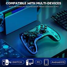 Transparent Wireless Gamepad With RGB Effect, 6-Axis Gyroscope, 360-Degree High-Precision Joystick, Dual Vibration, Compatible With Switch OLED/Lite, PC, Android, IOS, Hall Effect Steering Wheel, Dazzling RGB Lighting, Ergonomic Design, Gaming Accessory, Fashionable Gaming Peripheral, Premium Material, Competitive Gaming, Modern Controller, Structure, PC Gamer - Transparent Black - View 10