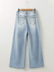 Quần jeans ống đứng dáng rộng thoải mái, phong cách đường phố đa năng, phù hợp mọi mùa. - Rửa nhẹ - Xem 4