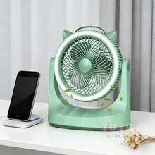 Mini ventilador de escritorio, con tres niveles de velocidad ajustables, ideal para dormitorios y oficinas, con rotación de 180° arriba y abajo, ventilador USB para estudiantes, perfecto para oficinas, dormitorios y espacios de estudio. - Verde - Ver 9