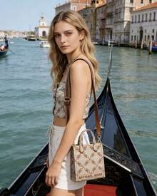 Michael Kors GIGI Women's Small Handbag With Shoulder Strap - Camel - View 4