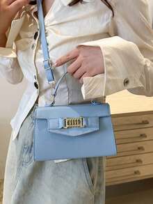 新款休闲单肩手提包，时尚简约纹理小方包，女士街头斜挎包 - 彩色 - 查看 7