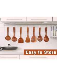 Premium Quality Natural Boxwood Cooking Utensils Set - Spatula, Rice Sieve, Soup Ladle, Strainer And Cooking Spoon, Suitable For Kitchen, Christmas Gift - Random - View 9