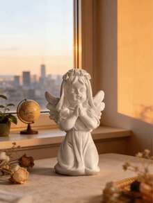 1pc White Angel Resin Decor, Indoor Decoration, Tabletop Ornament - 1PC - View 3