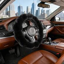 1pc No Lining Bubble Fur Steering Wheel Cover, Wool Fur Hand Wrap, Warm Universal Autumn & Winter Car Steering Wheel Cover, Steering Wheel Cover, Steering Wheel Cover, Auto Accessories, Steering Wheel Cover - Wave - View 4