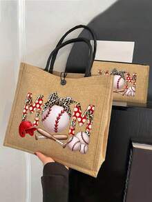 Bộ túi tote vải canvas Baseball Mom Life, ví đựng tiền xu, thư từ, túi có khóa kéo, bộ quà tặng cá nhân hóa, túi tote đa năng ngộ nghĩnh hình hoạt hình, túi tote vải lanh màu vàng đen với khóa đen, túi mua sắm, túi đựng mỹ phẩm, túi đựng đồ, dung tích lớn. - Nhiều màu - Xem 12