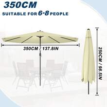 Outdoor Parasol, Stand And Base - 350cm - View 2