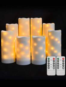 4/8/12-Piece Pack Of Remote-Controlled LED String Candles With Built-In Flashing LEDs. Battery Powered, With Timer/Remote Control Function, No Flame Candle Effect, Suitable For Desktop Center Decoration, Home, Birthday, Wedding, Party And Other Festive Lighting. - Warm Light - View 14