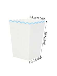10pcs/30pcs/50pcs Light Blue Popcorn Boxes, Small Light Blue & White Wavy Edge Paper Popcorn Bags Candy Containers, Suitable For Birthday Party, Wedding, Baby Shower, Movie Night Party Favors - Blue Lace - View 2