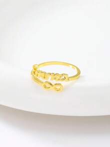 1枚女士个性化无限符号戒指，无限符号环饰，结婚纪念日和情人节礼物，字母情侣戒指，精致休闲装纪念品 - 開口戒 - 查看 4