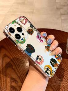 狗狗图案透明手机壳，单件装，多种狗狗图案印花，全方位保护，防震防摔，TPU软胶材质，兼容 13/11/17/17pro/16/14/15/15pro/15 Plus/15 Pro Max/7 Plus/8 Plus/X/Xs Max/Xr/11 Pro/12 Pro/13 Pro/14 Pro/12 Mini/13 Mini/11 Pro Max - 彩色 - 查看 2