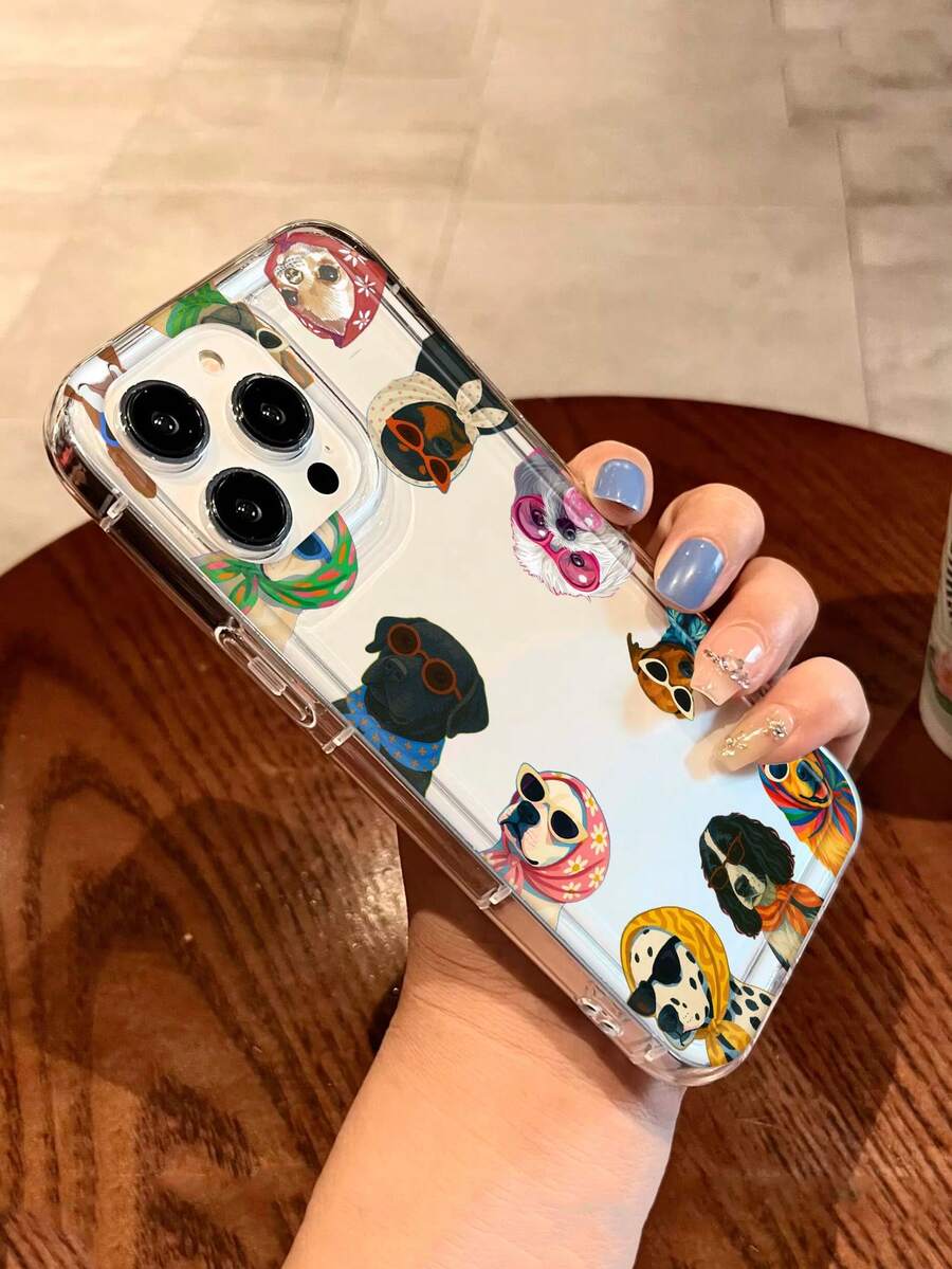 Dog 1pc Transparent Different Dogs Pattern Print Full-Body Protection Shockproof Anti-Fall TPU Soft Rubber Phone Case Compatible With IPhone 13/11/17/17pro/16/14/15/15pro/15 Plus/15 Promax/7plus/8plus/X/Xs Max/Xr/11pro/12pro/13pro/14pro/12mini/13mini/11promax - Multicolor - View 1