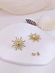 Big Stud Earrings For Women Vintage Gold Statement Chunky Stud Earrings Geometric Lightweight Gold Earrings Floral Heart Flower Round Earrings Stud European American Ins Style Women Spring Jewelry Summer Beach Vacation Bikini Accessories Attractive Clothes, Wedding Dresses Accessories - Versatile JewelryPerfect For Wearing While Swimming, Bathing, Exercising ,Great For Valentines Day, Birthday, Mother Day, And Vacation Surprises. - Multicolor - View 27
