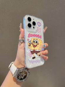 SPONGEBOB 1个透明太空创意星星海绵宝宝花朵字母图案打孔防摔手机壳保护套，适用于三星/苹果17/16/15/14/13/12/11Pro Max/12Pro/14Plus等型号 - 彩色 - 查看 7