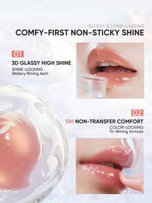 JUDYDOLL 2.4g Moisturizing Lip Gloss, Nourishing Lip Essence For Glossy Lips, Mirror-Like Finish, Non-Sticky, Suitable For Self-Use, Gifting, Beginners, Beach, Travel, Vacation, Dates, Weddings, Students, Office And More - #02 冰糖草莓 - 查看 7