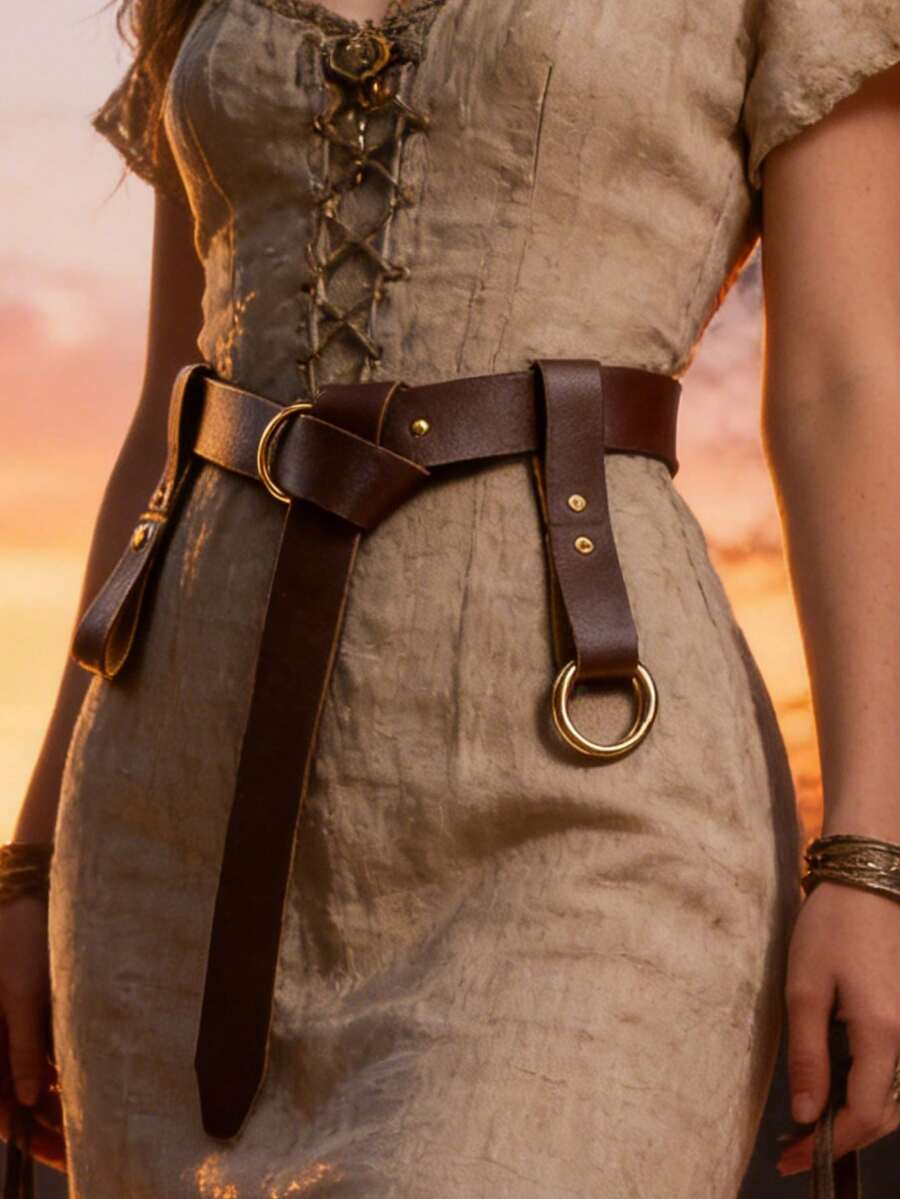 3pcs Set Ski & Hiking Waist Belt And Cup Holder, Suitable For Renaissance & Medieval Style Women, Can Be Used For Renaissance Fair Cosplay, Vintage Clothing Accessories - Multicolor - View 1