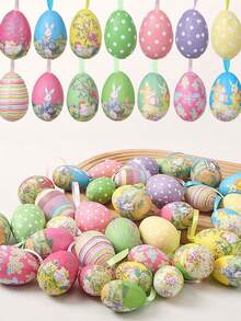 12/6/1pc Colorful Foam Hanging Egg Decorations, Easter Tree Decor, Birthday Party Home Decoration Indoor Ornaments - Multicolor - View 11