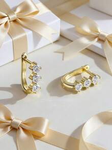 1 par de pendientes de aro de plata de ley 925 con diamantes Moissanite de color D y VVS, brillantes y resplandecientes, para adolescentes y jóvenes - A - Ver 1