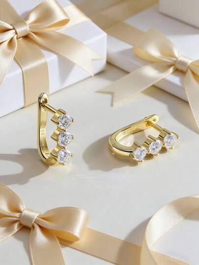 1 par de pendientes de aro de plata de ley 925 con diamantes Moissanite de color D y VVS, brillantes y resplandecientes, para adolescentes y jóvenes