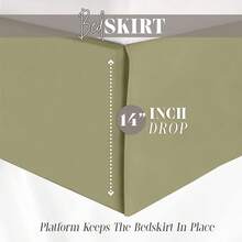 Elegant Comfort 1-Piece Solid Bed Skirt, 1500 Premium Hotel Quality Microfiber, Minimalist Design With A Modern Look- Easy Care, Wrinkle And Stain Resistant, Bedskirt, Full, Succulent Gre1en - 多肉植物綠 - 查看 5