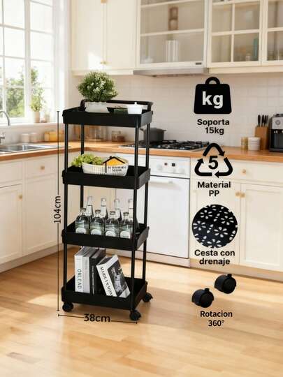 Carrito Multiusos Con Ruedas 4 Niveles Armable