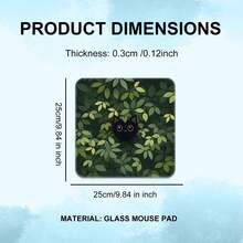 1 buc. Pad de sticlă cu pisică neagră pentru explorarea junglei, design de tip "joc de-a v-ați ascunselea în frunze", control lin și urmărire precisă, rezistent la zgârieturi pentru ameliorarea stresului la locul de muncă și luptele de jocuri, perfect pentru decorul proaspăt al biroului de acasă și utilizarea casual la birou. - Multicolor - Vizualizare 13