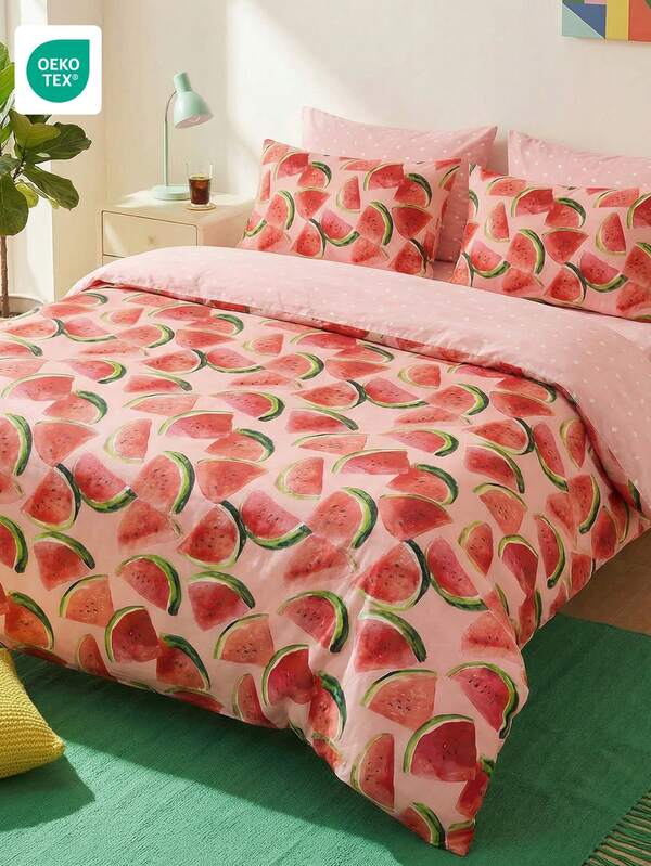 2/3pcs Fruit Pattern Bedding Set, Comfortable Breathable Soft-Touch Anti-Pilling, Cute Home Decor, Suitable For Double/Single/King/Queen/Twin Size Bed, All Season, Bedroom/Dorm, Machine Washable, OEKO-TEX Certified