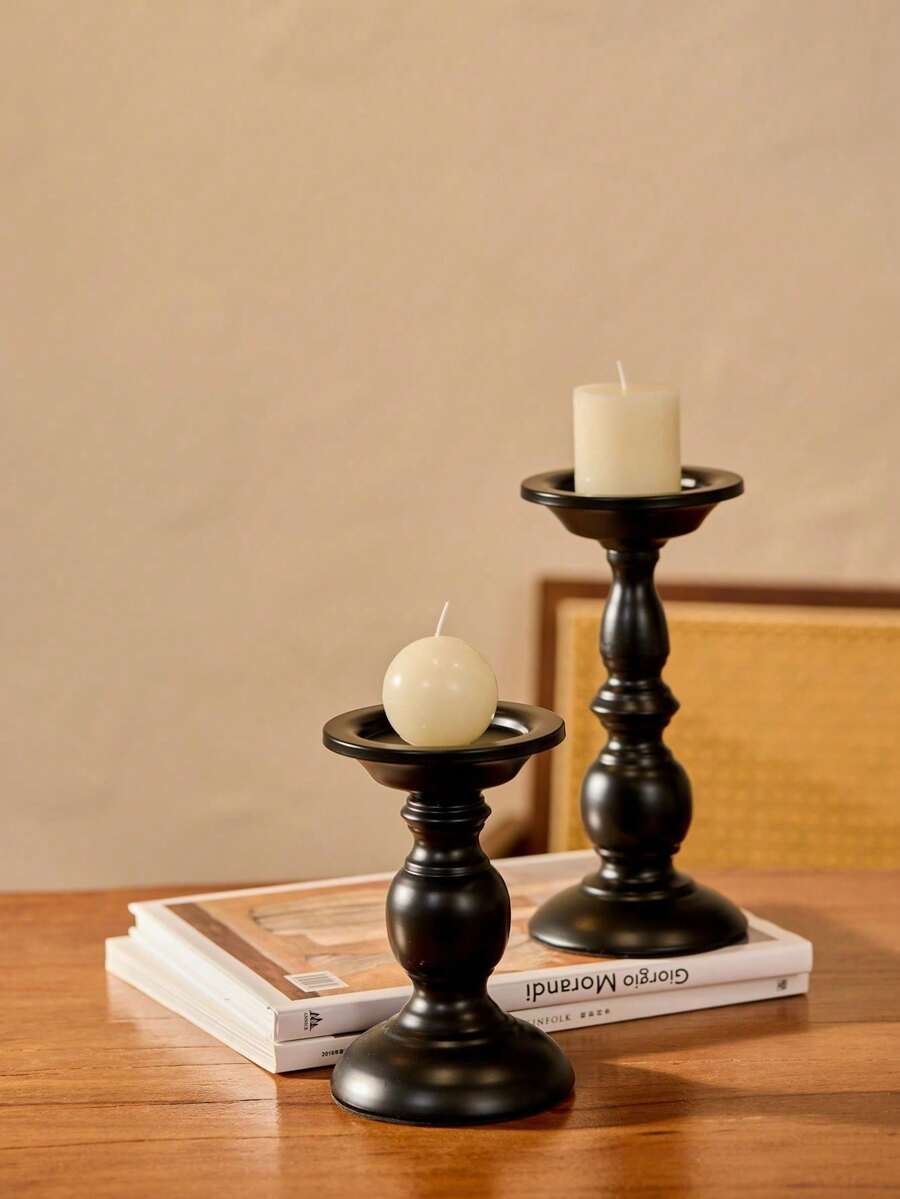 Cirelle 复古锻铁烛台装饰品黑色 1 件、万圣节、恐怖、秋季、冬季、假日、节庆、房间装饰、礼物 - 黑色 - 查看 1