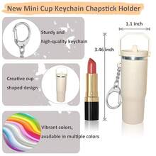 Llavero con mini taza compatible con el vaso , lindo soporte de vaso térmico para bolso, mochila - Beis - Ver 3