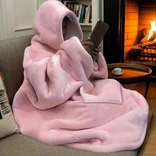 Ultra Soft Double Face Hooded Sweater, Wearable Blanket For Women And Men, Oversized Sportswear Hoodie, Ultra Soft Warm Comfortable Wearable Blanket Hooded Sweater, Suitable For Large MouthsBag Adult - Hồng - Xem 2
