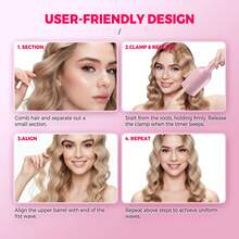 UKLISS 14-Temperature Settings (120-230°C) Mermaid Wave Curling Iron, Lightweight & Portable, Dual Voltage - Platinum - EU C Type Plug(220-240V) - View 8
