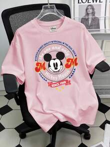 Disney 复古街头风T恤，饰有米老鼠标志印花，采用优质面料制成。男士圆领短袖T恤。 - 粉色 - 查看 3