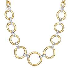 Two Tone Pendants Necklace For Women, 18K Gold & Silver Plated Layered Link Chain, Statement Necklace, Mixed Metal Jewelry,  Fashion Necklace Gift For Her - CircleLink - 查看 1