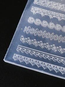 1件装 3D 立体蕾丝硅胶美甲雕刻模具，多种蕾丝边缘设计，压花模具，印花板，DIY美甲凝胶模板，美甲工具，美甲用品 - 無色 - 查看 7