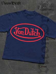 Summer Tops2026NeonDrift Double-Sided Printing Men's T-Shirt Men's Short-Sleeve T-Shirt100% Cotton Fabric Soft & Skin-Friendly Unisex Style Gifts For Spring Festival, Valentine's Day, St. Patrick's Day & World Cup-Van Dutch Dragon Print Men T Shirt Classic Americana Style Graphic Tee Streetwear Fashion Casual Wear For Car Enthusiasts And Vintage Culture Loverssummer Clothes - Màu xanh hải quân - Xem 2