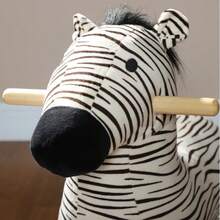 Zebra Shaped Kids Rocking Horse With Realistic Sound For 2-4 Years, Black - White - View 9