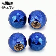 4 Tapas de Válvula de Neumático con Diseño de Bola de Diamante, Resistentes a la Corrosión, Universales para Autos, Camionetas, Motocicletas, SUV y Bicicletas 7PJS - Azul - Ver 18