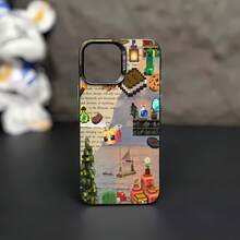 Estuche para teléfono con escena de aventura pixelada Compatible con estuches para teléfonos   17  16 Pro Max  15 Pro Max  13 y  12 Diseño elegante con elementos de juego vibrantes Resistente al agua, a las caídas, a los arañazos y a las manchas Un gran regalo para familiares, amigos, amantes, novios/novias y el día de San Valentín - Negro - Ver 2