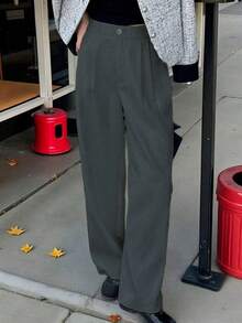 ISARA Striped Tailored Wide Leg Pants - 深灰色 - 查看 5