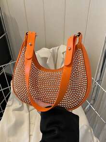 Fashionable Rhinestone Underarm Small Handbag For Women, New Stylish Chic Underarm Bag, Personalized Ins Rhinestone Tote Bag - Multicolor - View 11