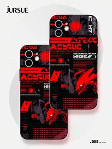 JURSUE 动漫时尚美学防震保护软手机壳，兼容 17/16/15/14/13/12/11 Pro Max/SE/2020/X/XR/XS/IP 8/7 Plus HFF3553 - 黑色 - 查看 3